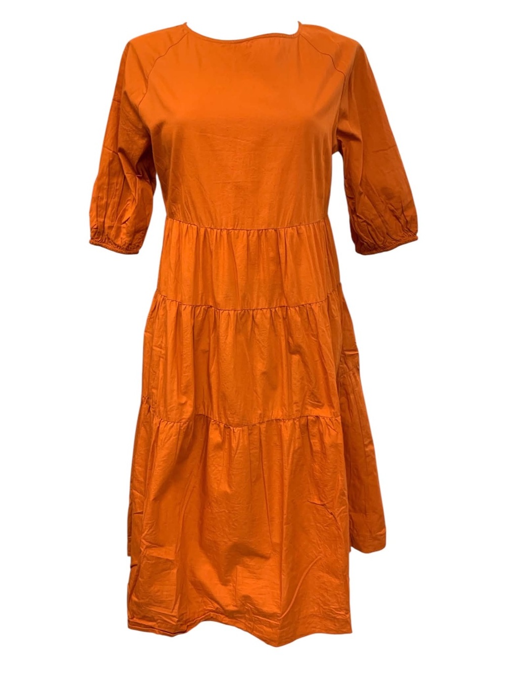 Mango Orange Tiered Midi Dress Size M